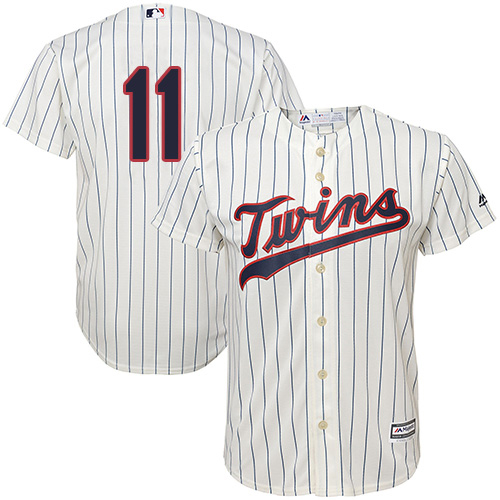 Minnesota Twins #11 Jorge Polanco Cream Strip Cool Base Stitched Youth Jersey Youth