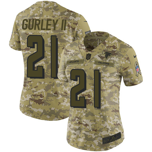 Atlanta Falcons #21 Todd Gurley II Camo Women's Stitched Limited 2018 Salute To Service Jersey Womens