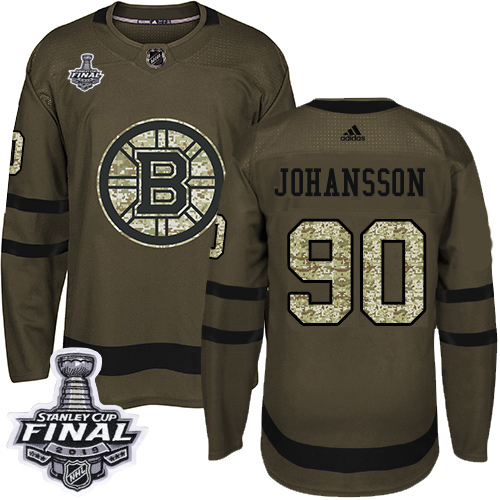Adidas Boston Bruins #90 Marcus Johansson Green Salute to Service 2019 Stanley Cup Final Stitched Jersey Men's