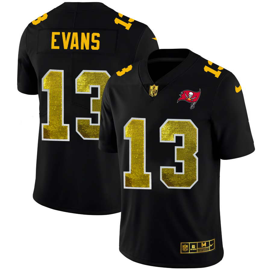 Tampa Bay Buccaneers #13 Mike Evans Men's Black Golden Sequin Vapor Limited Jersey