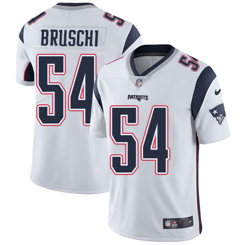 New England Patriots #54 Tedy Bruschi White Men's Stitched Vapor Untouchable Limited Jersey Men's