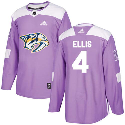 Adidas Nashville Predators #4 Ryan Ellis Purple Authentic Fights Cancer Stitched Jersey Men's