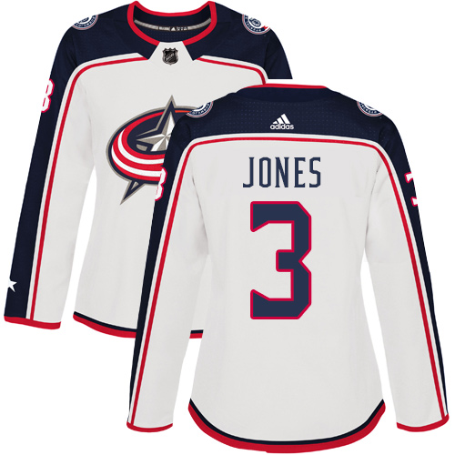 Adidas Columbus Blue Jackets #3 Seth Jones White Road Authentic Women's Stitched Jersey Womens