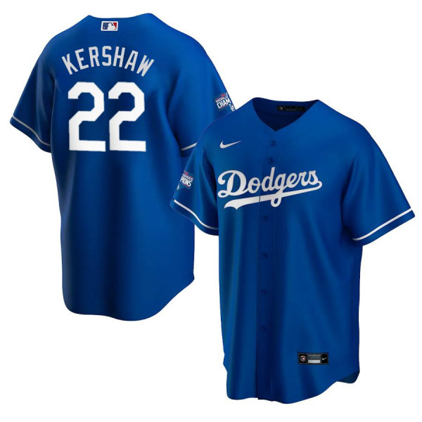 Men's Youth Women's Los Angeles Dodgers 22 Replica Royal 2020 World Series Champions Alternate Player Clayton Kershaw Jersey