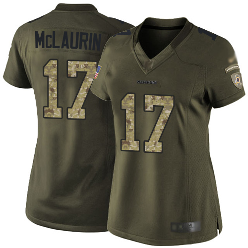 Commanders #17 Terry McLaurin Green Women's Stitched Limited 2015 Salute To Service Jersey