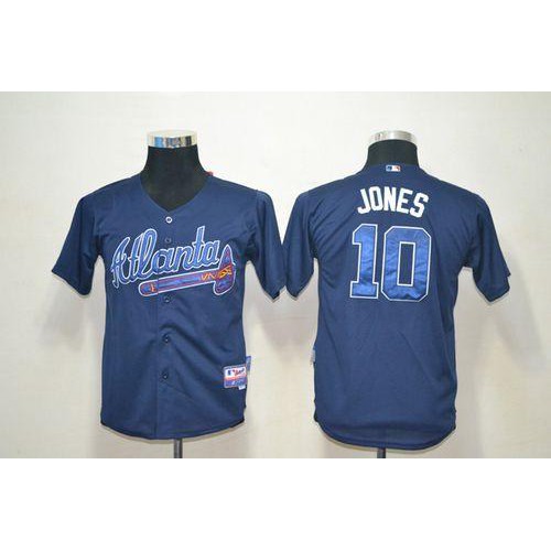 Atlanta Braves #10 Chipper Jones Blue Cool Base Stitched Youth Jersey Youth