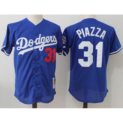 Mitchell And Ness 1997 Los Angeles Dodgers #31 Mike Piazza Blue Throwback Stitched Jersey Men's