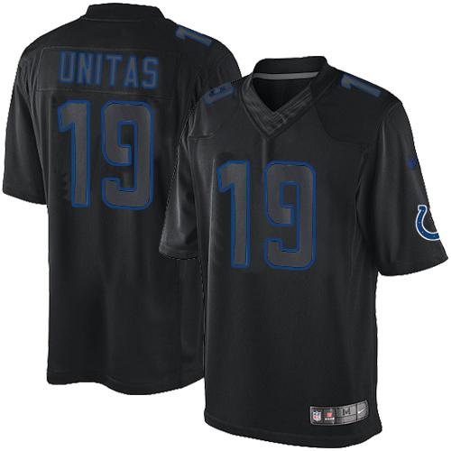 Indianapolis Colts #19 Johnny Unitas Black Men's Stitched Impact Limited Jersey Men's