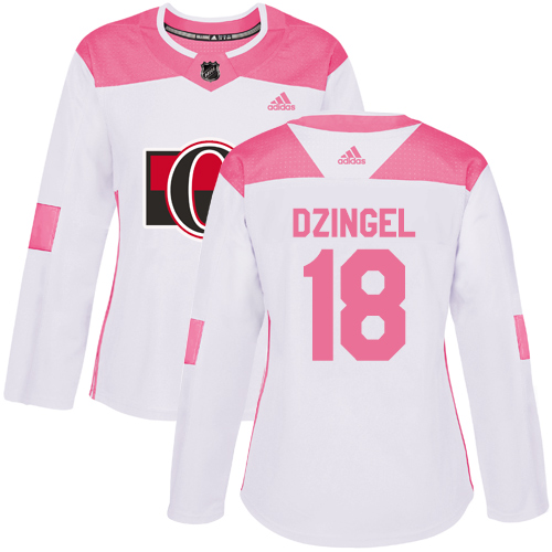 Adidas Ottawa Senators #18 Ryan Dzingel White/Pink Authentic Fashion Women's Stitched Jersey Womens