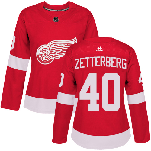 Adidas Detroit Red Wings #40 Henrik Zetterberg Red Home Authentic Women's Stitched Jersey Womens