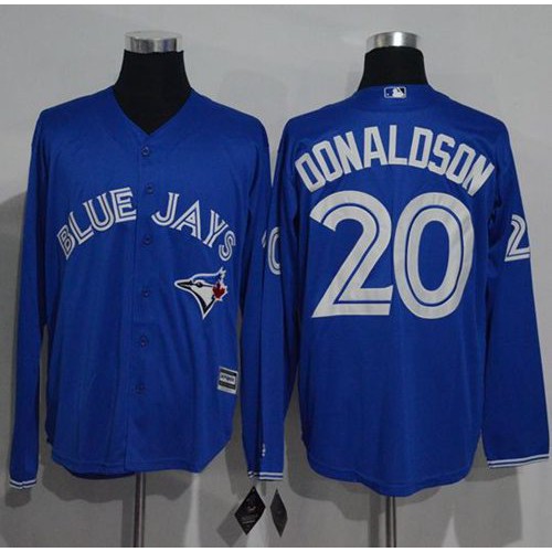 Toronto Blue Jays #20 Josh Donaldson Blue New Cool Base Long Sleeve Stitched Jersey Men's