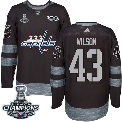 Adidas Washington Capitals #43 Tom Wilson Black 1917-2017 100th Anniversary Stanley Cup Final Champions Stitched Jersey Men's