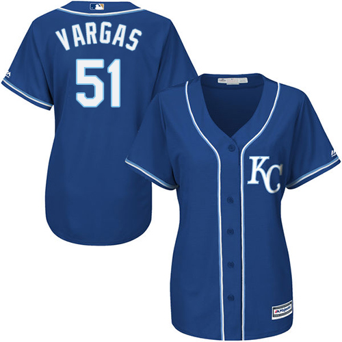 Kansas City Royals #51 Jason Vargas Royal Blue Alternate Women's Stitched Jersey Womens