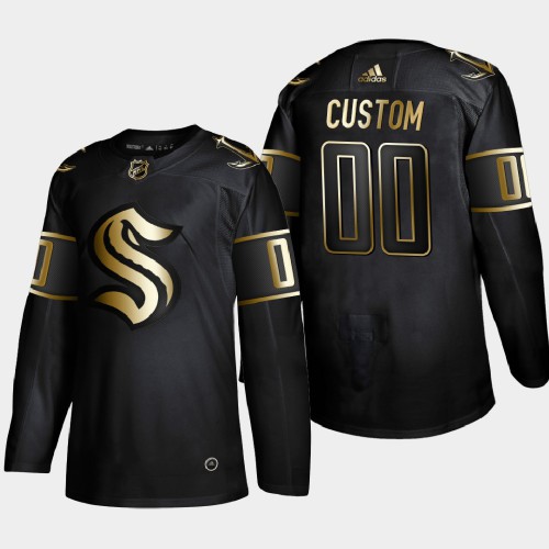 Seattle Kraken Custom Men's Adidas Black Golden Edition Limited Stitched Jersey