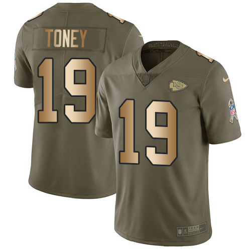 Chiefs #19 Kadarius Toney Olive/Gold Youth Stitched Limited 2017 Salute To Service Jersey