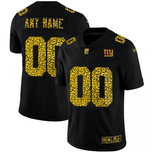 New York Giants Custom Men's Leopard Print Fashion Vapor Limited Jersey Black