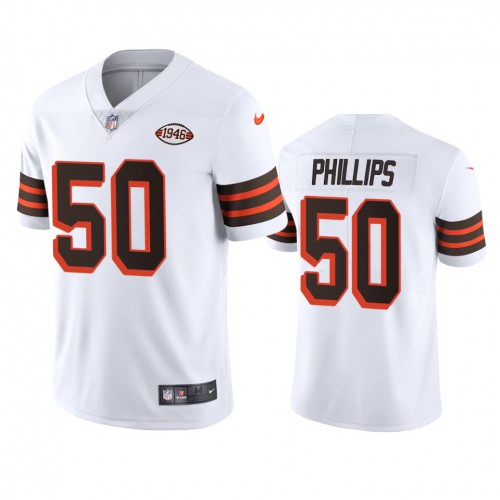 Cleveland Cleveland Browns #50 Jacob Phillips 1946 Collection Alternate Vapor Limited Jersey - White Men's