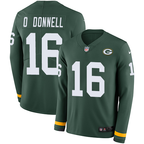 Packers #16 Pat O'Donnell Green Team Color Youth Stitched Limited Therma Long Sleeve Jersey