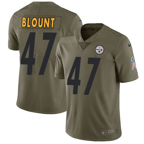 Pittsburgh Steelers #47 Mel Blount Olive Men's Stitched Limited 2017 Salute to Service Jersey Men's