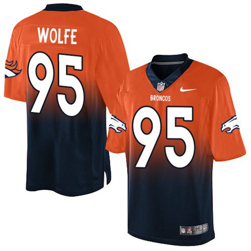 Denver Broncos #95 Derek Wolfe Orange/Navy Blue Men's Stitched Elite Fadeaway Fashion Jersey Men's