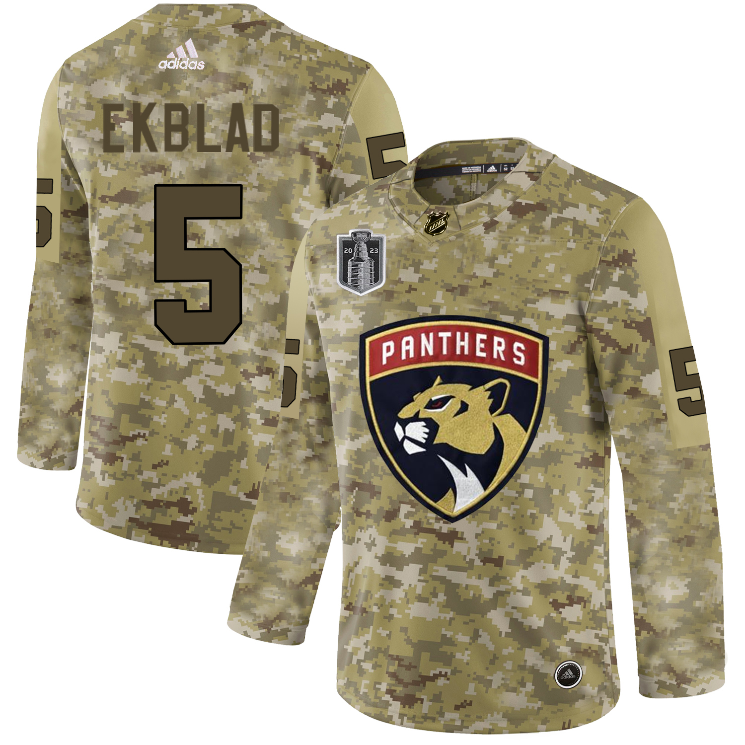 Adidas Lightning #5 Aaron Ekblad Camo 2023 Stanley Cup Final Patch Authentic Stitched Youth Jersey