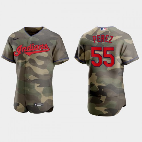 Cleveland Guardians #55 Roberto Perez Men's 2021 Armed Forces Day Authentic Jersey -Camo Men's