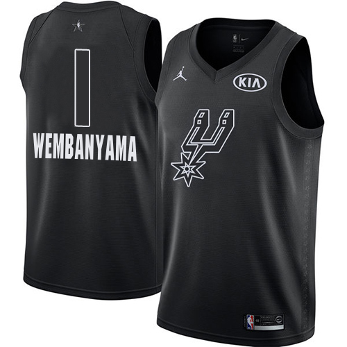 San Antonio Spurs #1 Victor Wembanyama Black Youth Jordan Swingman 2018 All-Star Game Jersey