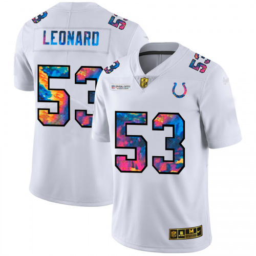 Indianapolis Indianapolis Colts #53 Darius Leonard Men's White Multi-Color 2020 Crucial Catch Limited Jersey Men's