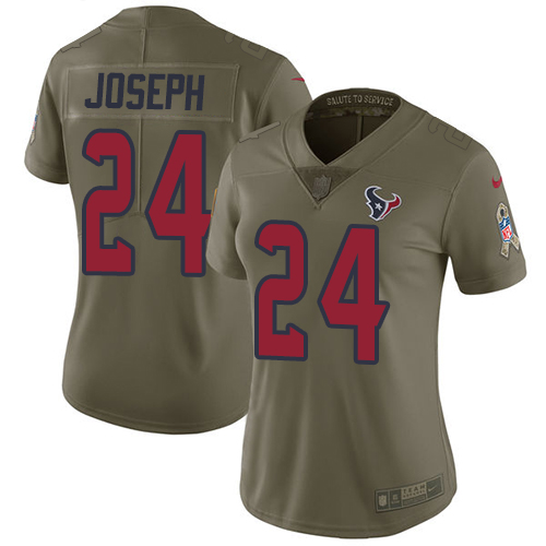 Houston Texans #24 Johnathan Joseph Olive Women's Stitched Limited 2017 Salute to Service Jersey Womens