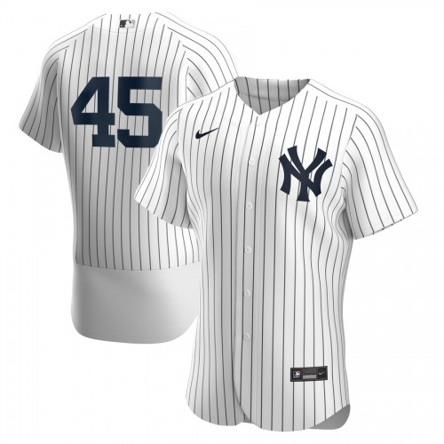 New York New York Yankees #45 Gerrit Cole Men's White Navy Home 2020 Authentic Player Jersey Men's