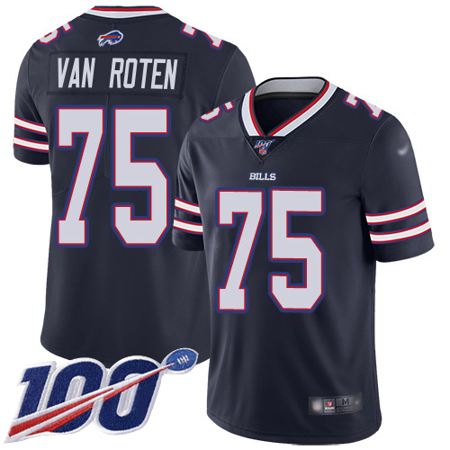 Bills #75 Greg Van Roten Navy Youth Stitched Limited Inverted Legend 100th Season Jersey