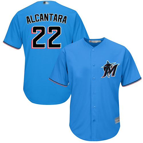 Miami Marlins #22 Sandy Alcantara Blue New Cool Base Stitched Jersey Men's