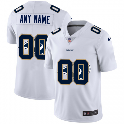 Los Angeles Rams Custom White Men's Team Logo Dual Overlap Limited Jersey
