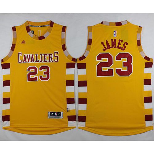 Cleveland Cavaliers #23 LeBron James Gold Throwback Classic Stitched Jersey Mens