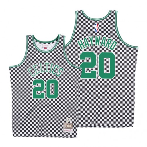 Mitchell & Ness Boston Celtics #20 Gordon Hayward White Checkerboard HWC Throwback Jersey Mens