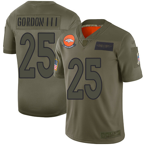 Denver Broncos #25 Melvin Gordon III Camo Youth Stitched Limited 2019 Salute To Service Jersey Youth