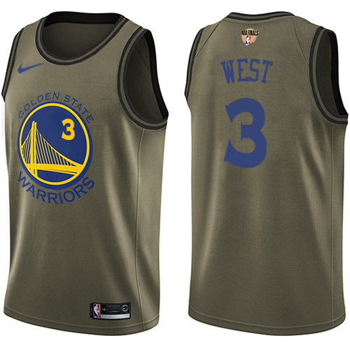 Golden State Warriors #3 David West Green Salute to Service The Finals Patch Youth Swingman Jersey Youth