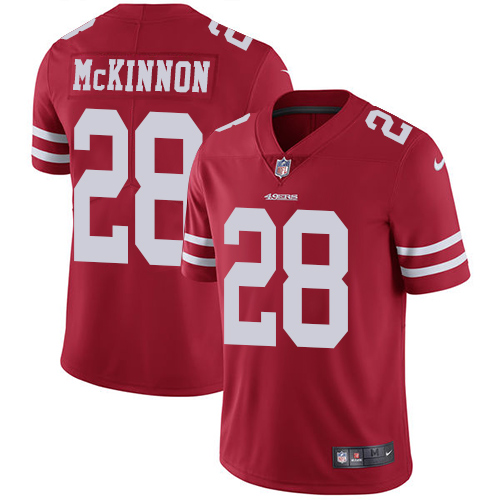 San Francisco 49ers #28 Jerick McKinnon Red Team Color Men's Stitched Vapor Untouchable Limited Jersey Men's