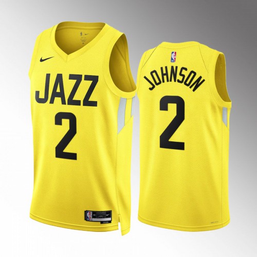 Utah Utah Jazz #2 Stanley Johnson Mens Yellow 2022-23 Icon Edition Jersey Mens