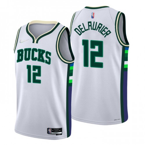 Milwaukee Milwaukee Bucks #12 Javin Delaurier Mens White 2021/22 Swingman Jersey - City Edition Mens