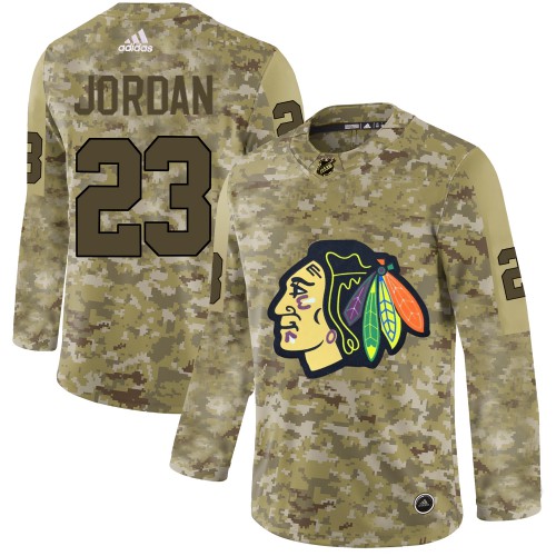 Adidas Chicago Blackhawks #23 Michael Jordan Camo Authentic Stitched Jersey Men's
