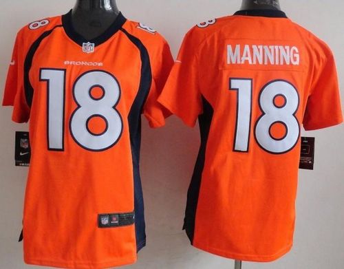 Broncos #18 Peyton Manning Orange Team Color Women's Stitched New Elite Jersey