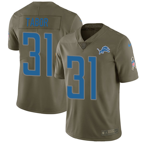 Detroit Lions #31 Teez Tabor Olive Men's Stitched Limited 2017 Salute to Service Jersey Men's