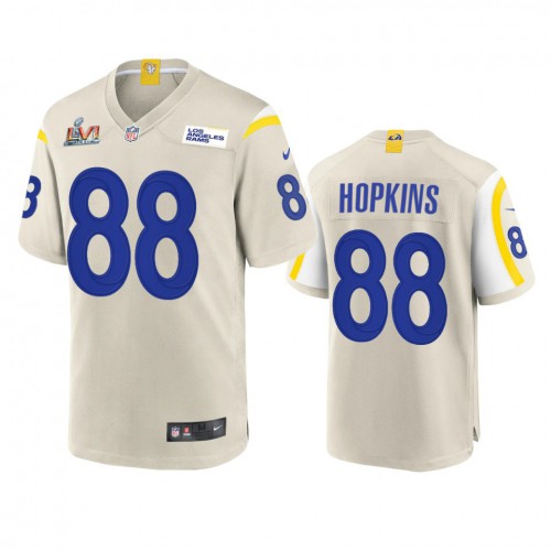 Los Angeles Los Angeles Rams #88 Brycen Hopkins Men's Super Bowl LVI Patch Game Jersey - Bone Men's