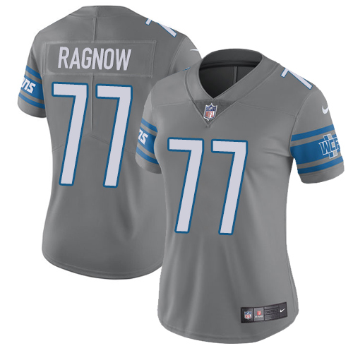 Detroit Lions #77 Frank Ragnow Gray Women's Stitched Limited Rush Jersey Womens