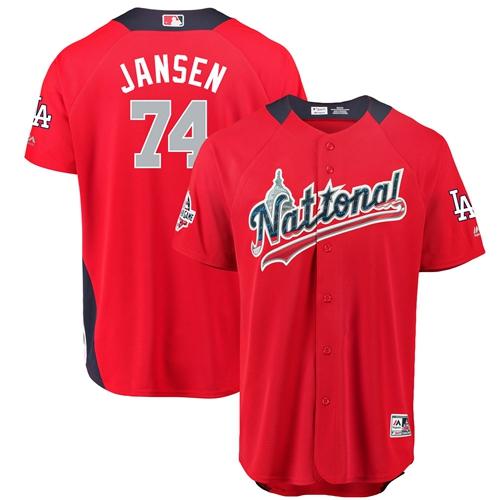 Los Angeles Dodgers #74 Kenley Jansen Red 2018 All-Star National League Stitched Jersey Men's