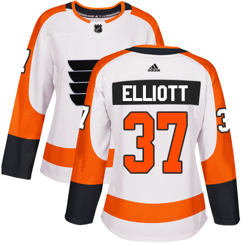 Adidas Philadelphia Flyers #37 Brian Elliott White Road Authentic Women's Stitched Jersey Womens