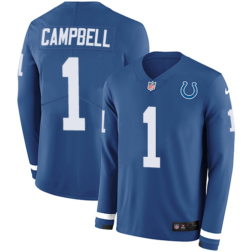Colts #1 Parris Campbell Royal Blue Team Color Youth Stitched Limited Therma Long Sleeve Jersey