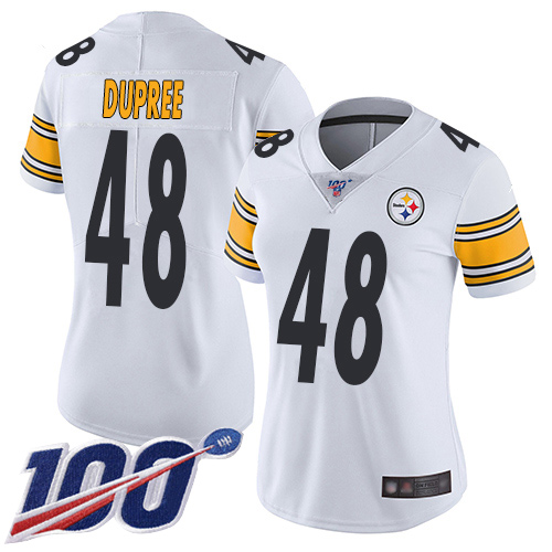 Pittsburgh Steelers #48 Bud Dupree White Women's Stitched 100th Season Vapor Limited Jersey Womens