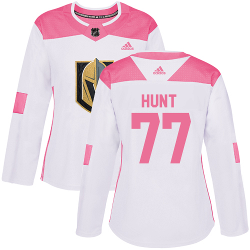 Adidas Golden Vegas Golden Knights #77 Brad Hunt White/Pink Authentic Fashion Women's Stitched Jersey Womens